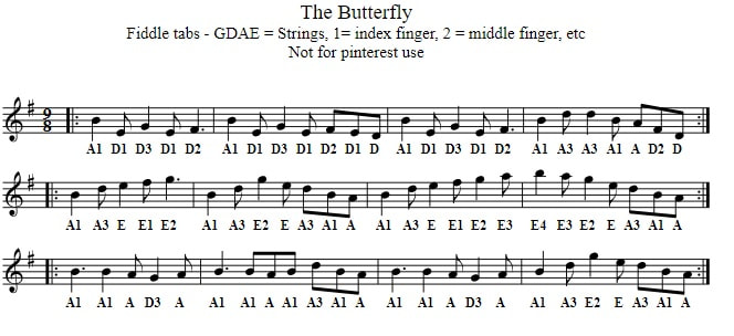 The Butterfly traditional violin sheet music