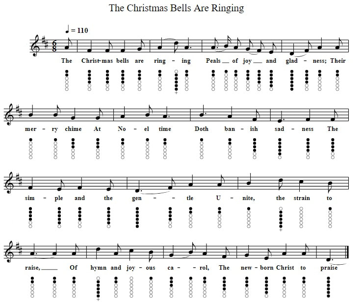 The Christmas Bells Are Ringing Sheet Music And Tin Whistle Notes In D Major