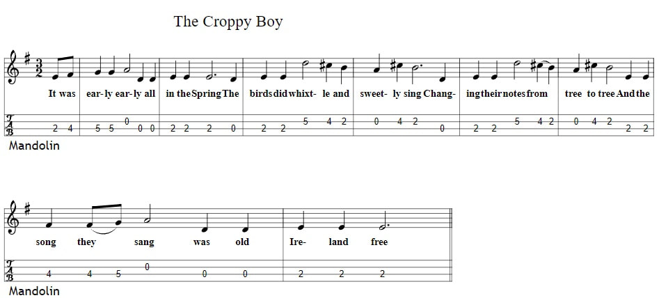 The croppy boy mandolin tab