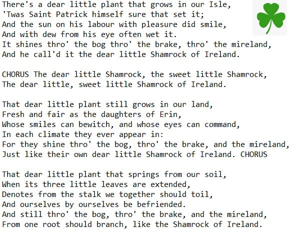 The dear little shamrock lyrics