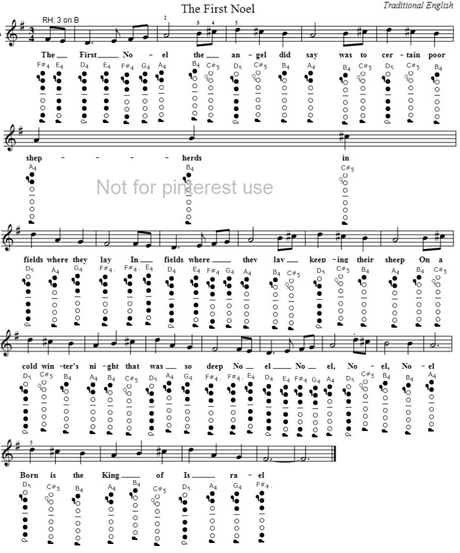 The first Noel flute finger notes