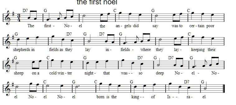 The First Noel PIANO Sheet Music in G Major