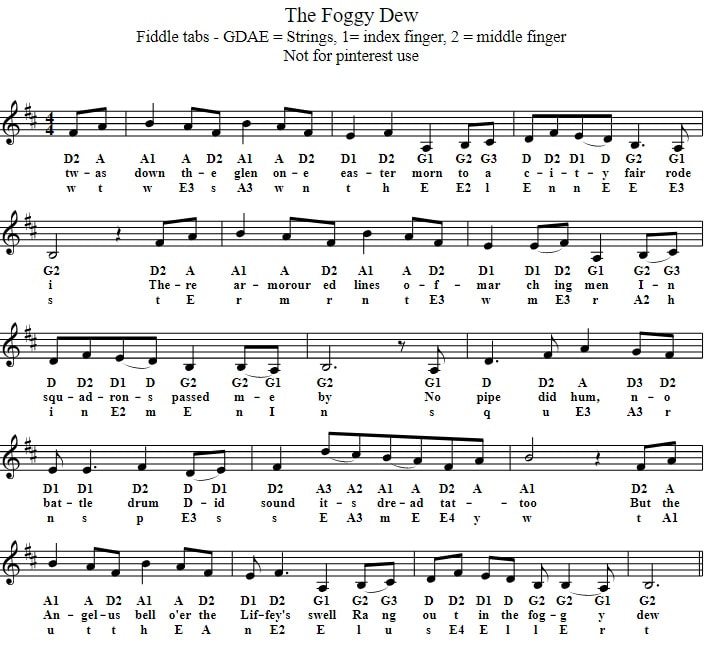 The foggy dew violin sheet music for beginners