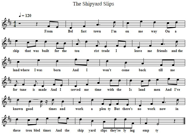 The Furey Brothers Sheet Music The Shipyard Slips
