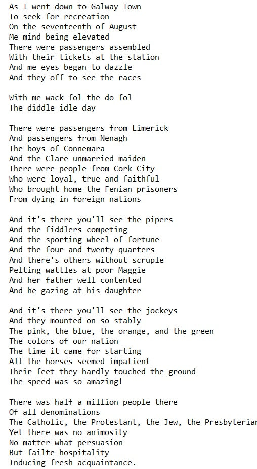 The Galway Races Lyrics By Luke Kelly And The Dubliners