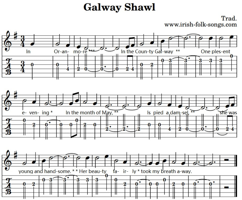 The Galway shawl guitar tab