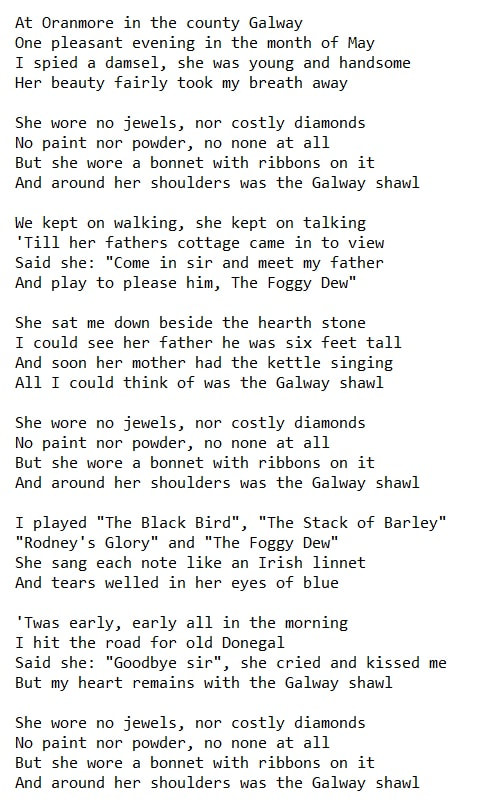 The Galway Shawl lyrics