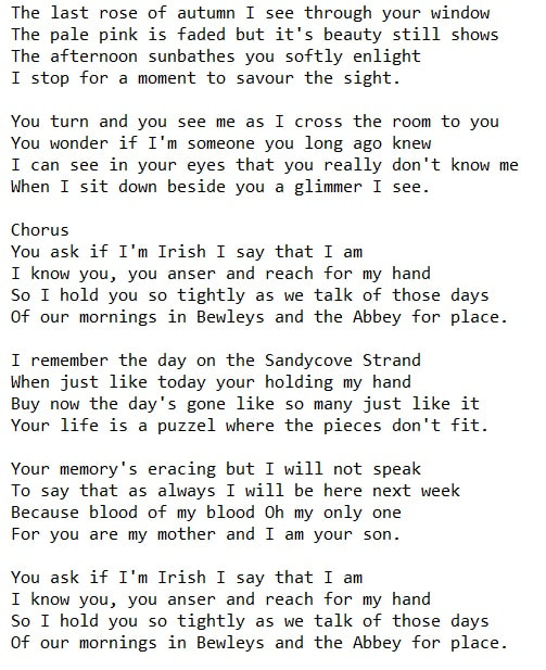 The Irish Rogues song lyrics Remember Me