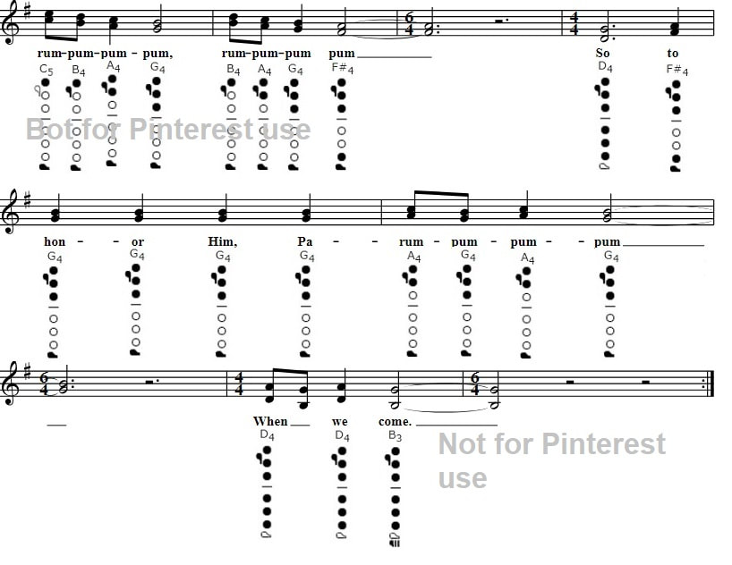 The little drummer boy easy flute notes part two