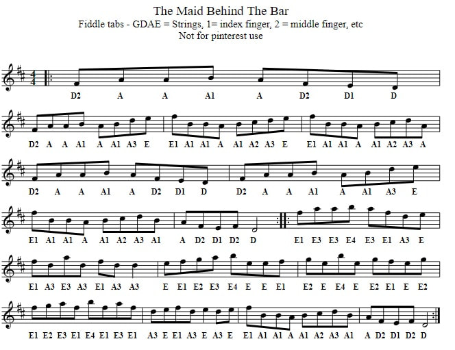 The maid behind the bar violin sheet music for beginners