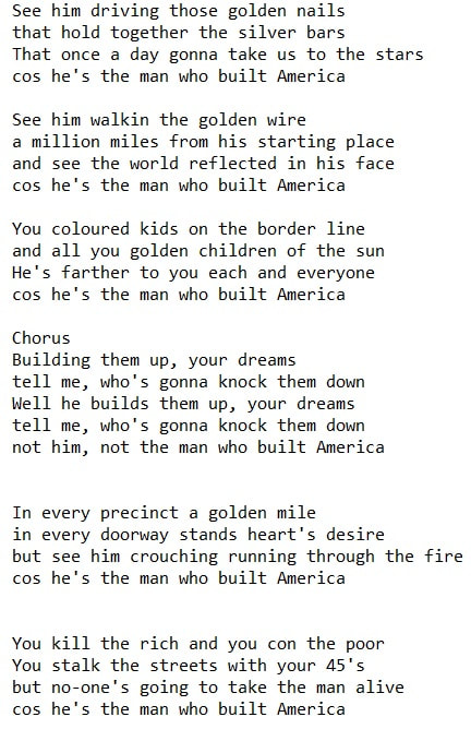 The man who built America Horslips lyrics