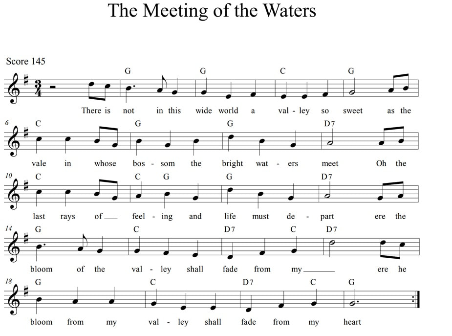 The meeting of the waters sheet music lyrics and chords
