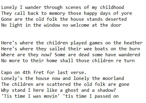 The old house Irish lyrics