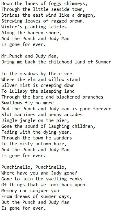 The punch and judy man song lyrics