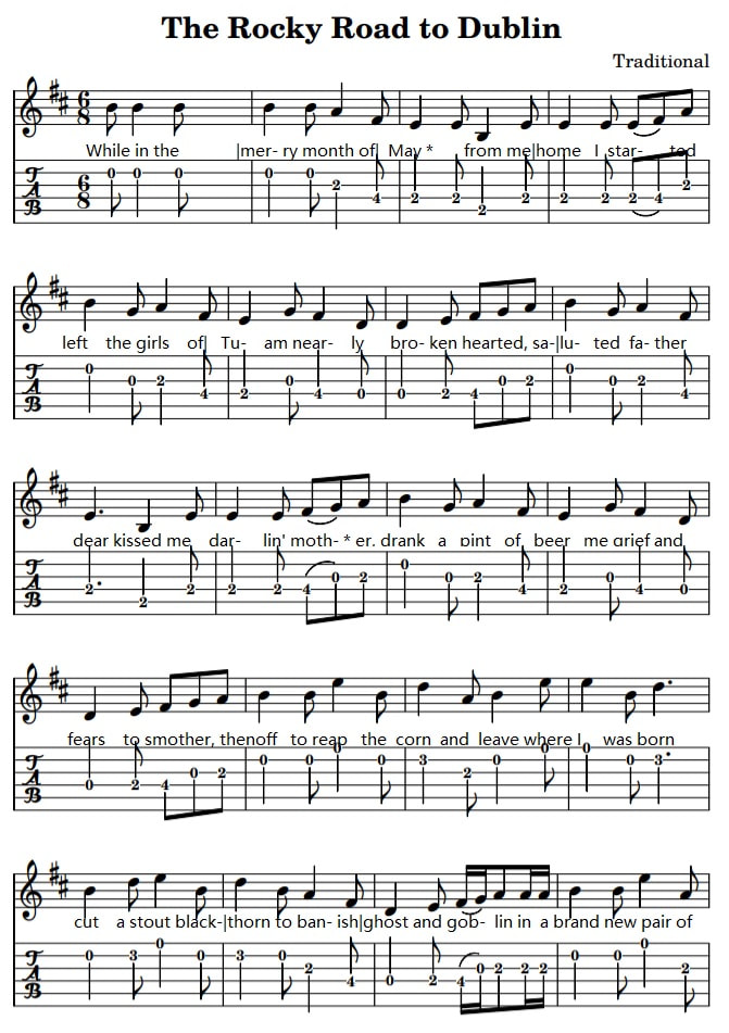 The Rocky Road To Dublin Guitar Tab