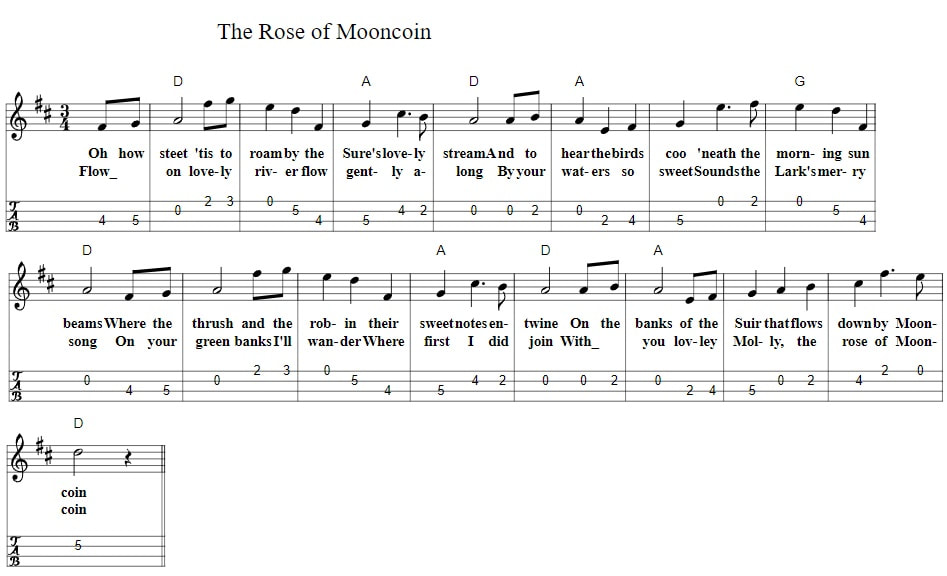 The rose of Mooncoin mandolin tab