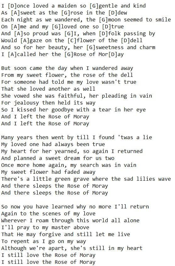 The rose of Moray lyrics and chords