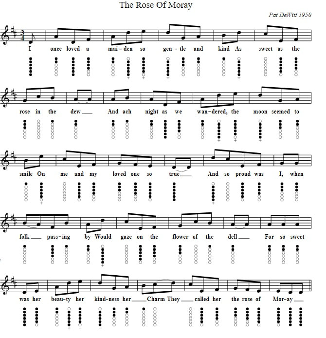 The rose of Moray tin whistle sheet music