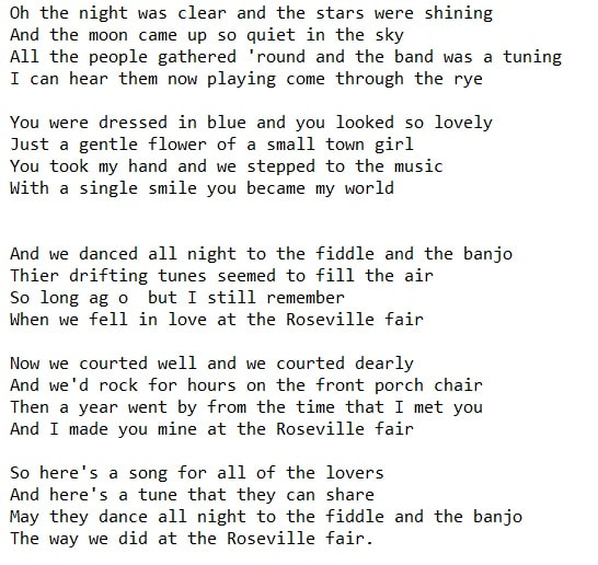 The roseville fair song lyrics