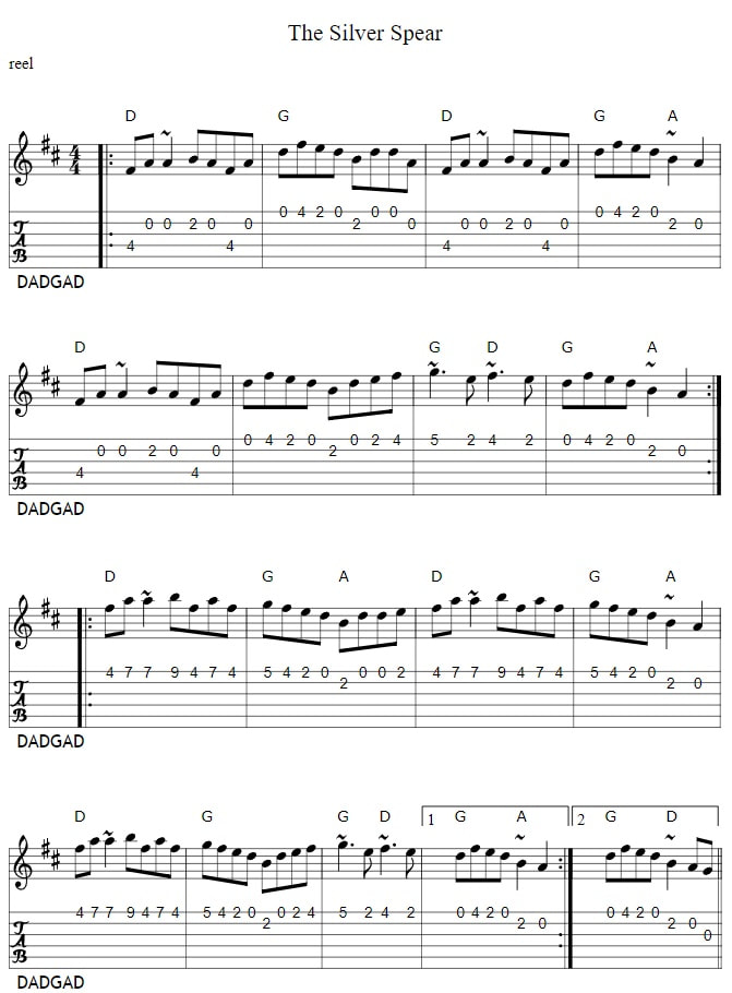 The Silver Spear Guitar Tab In Celtic Tuning DADGAD