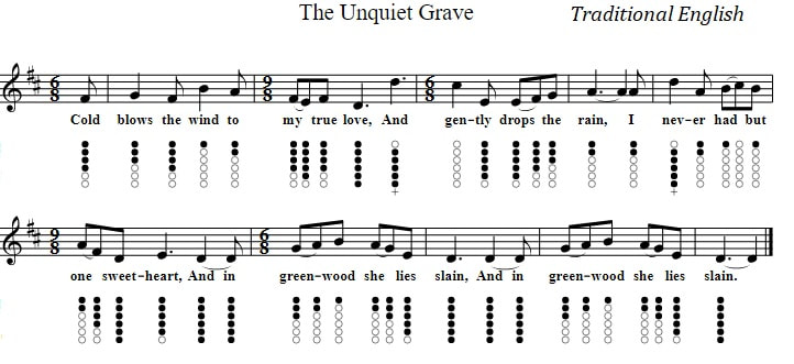The unquiet grave sheet music with lyrics