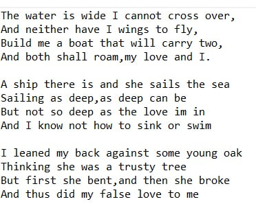 The water is wide folk song lyrics