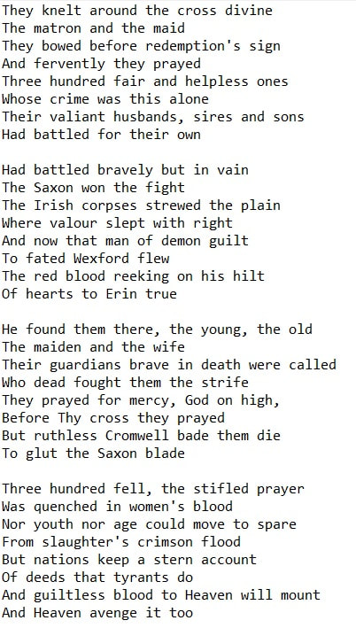 The Wexfor massacre song lyrics