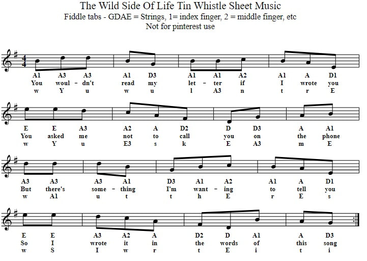 The wild side of life violin sheet music for beginners
