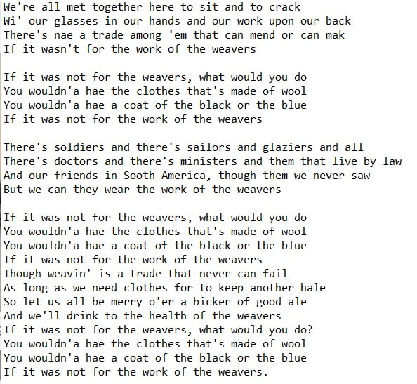 The work of the weavers song lyrics