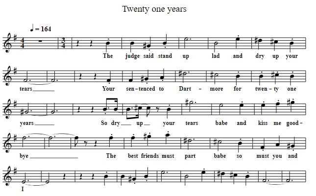 Twenty one years sheet music in G Major