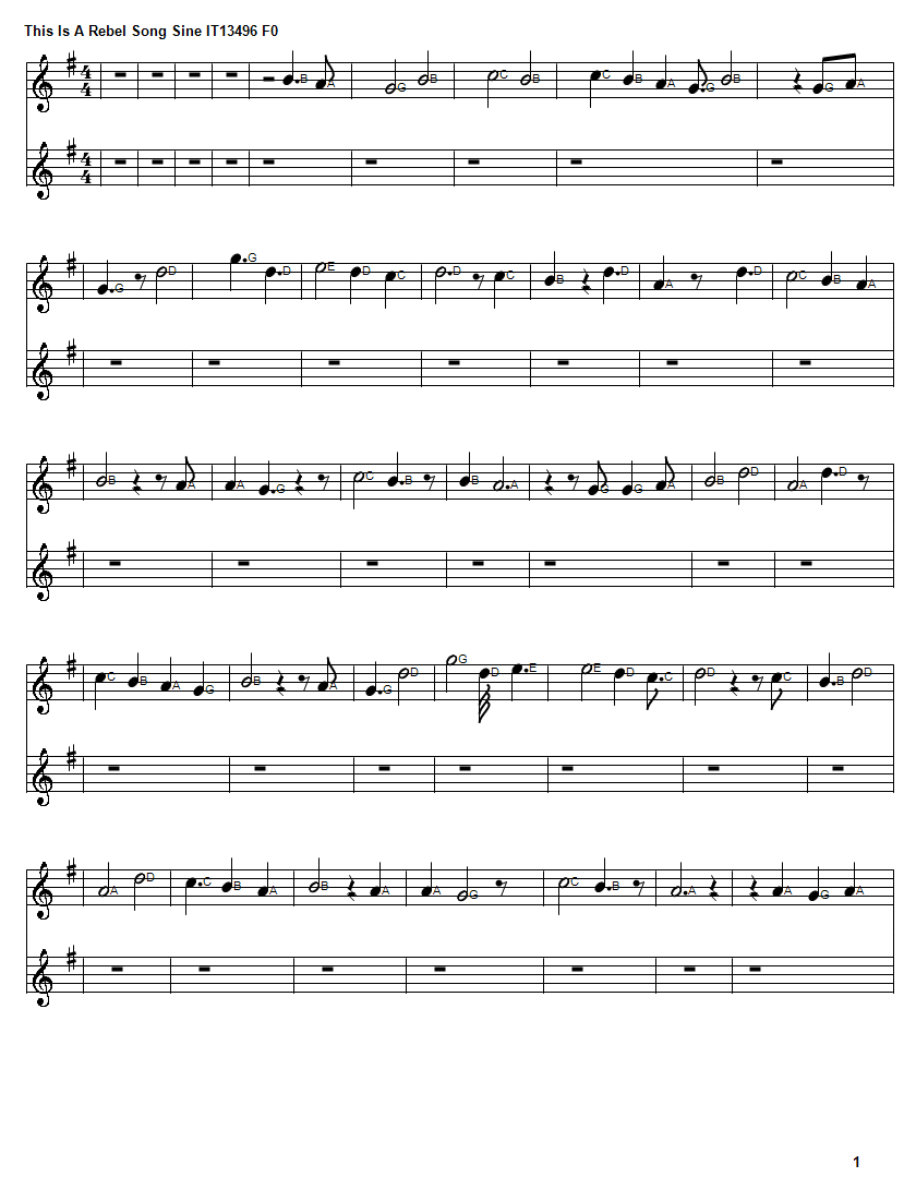 This is a rebel song sheet music notes