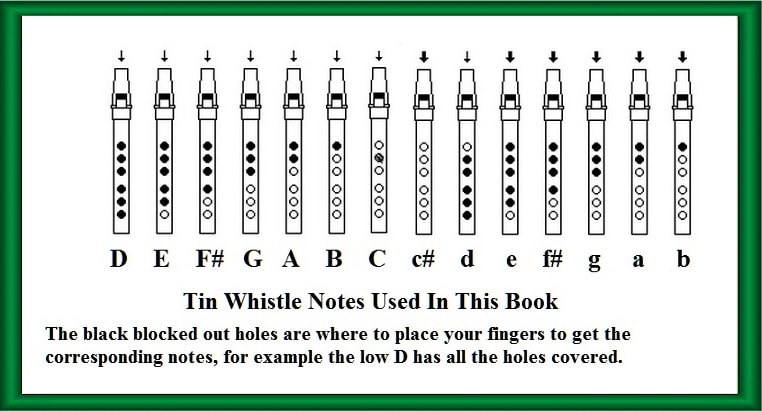 Tin whistle finger chart for notes