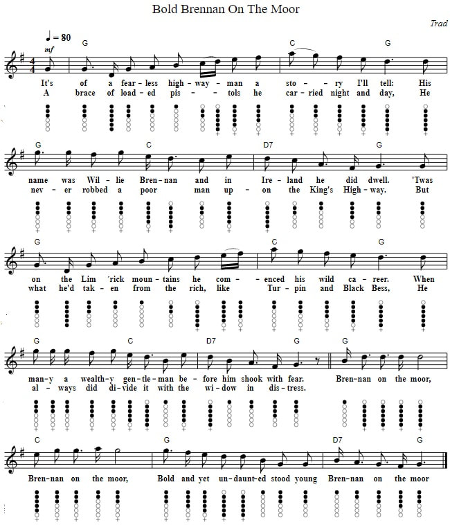 Traditional Irish song Brennan On The Moor sheet music