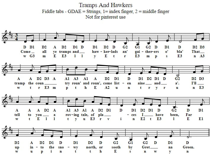 Tramps and hawkers violin sheet music for beginners