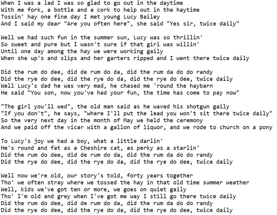 Twice daily lyrics by The Wolfe Tones