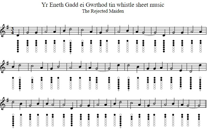 Yr Eneth Gadd ei Gwrthod sheet music notes