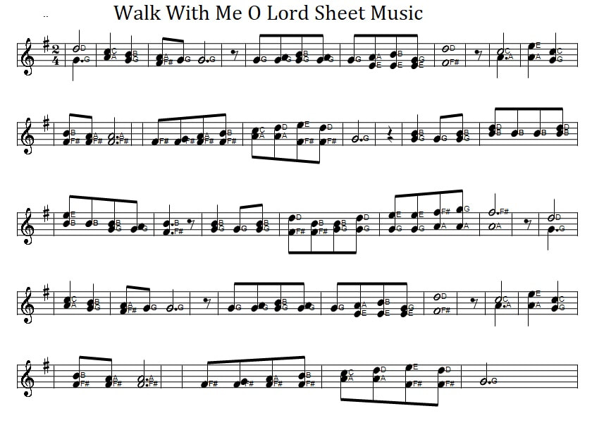 Walk with me O Lord sheet music in G Major