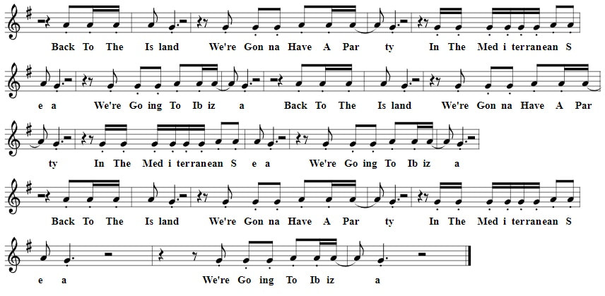 We're Going To Ibiza Sheet Music part two
