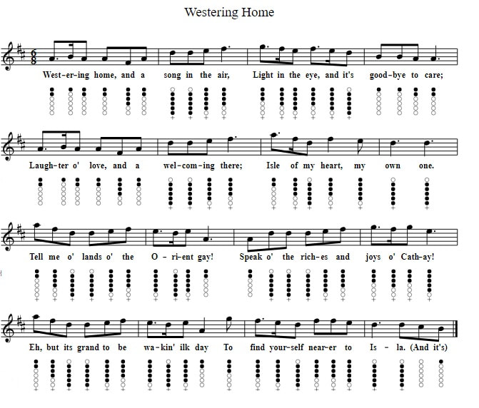 westering home tin whistle sheet music