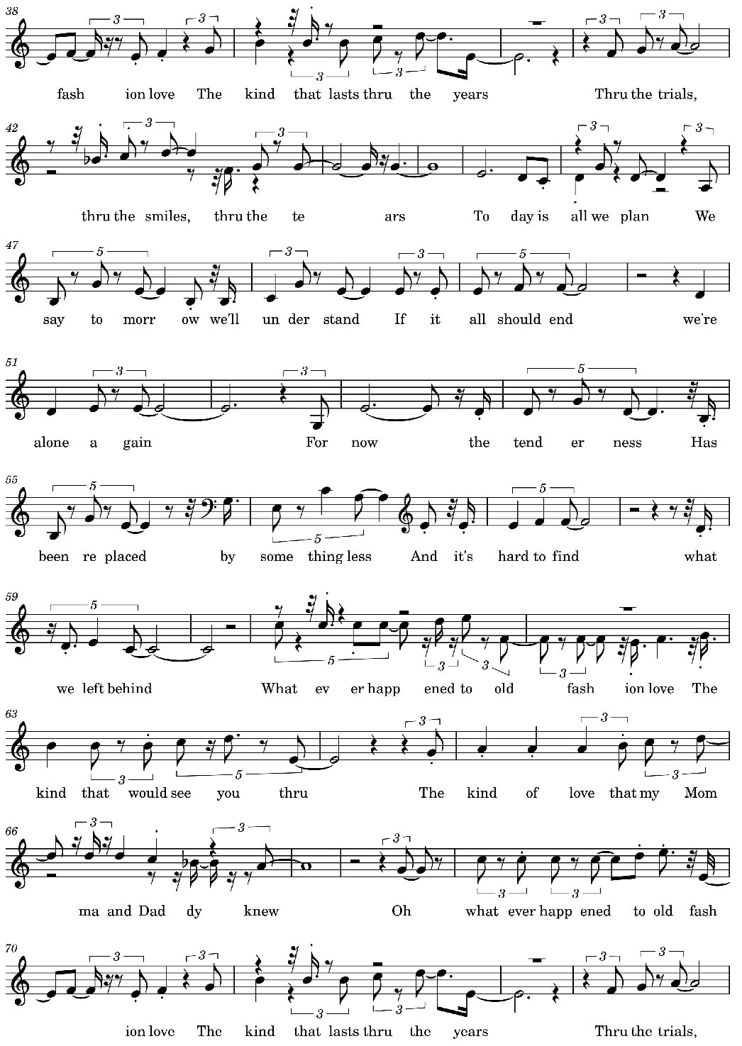 Whatever Happened To Old Fashioned Love Sheet Music part two
