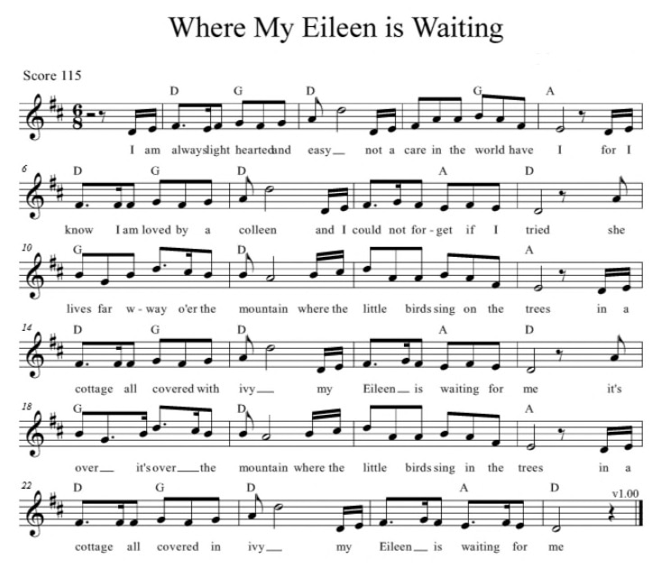 Where my Eileen is waiting sheet music