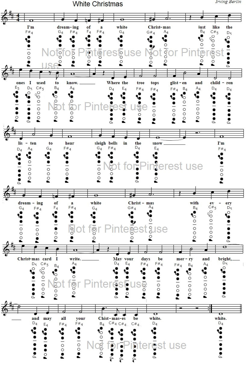 White Christmas Easy Flute Sheet Music Notes