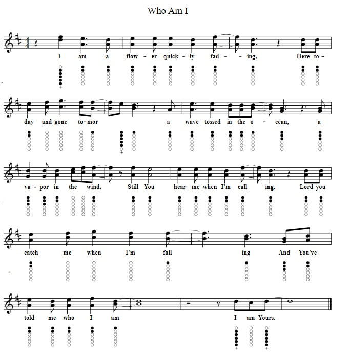 Christian Piano Sheet Music And Tin Whistle Tab Who Am I By Casting Crowns