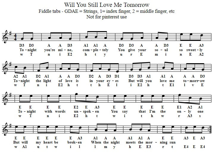 Will you still love me tomorrow easy violin sheet music
